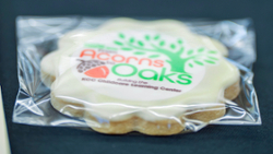 A cookie sports the fundraising logo